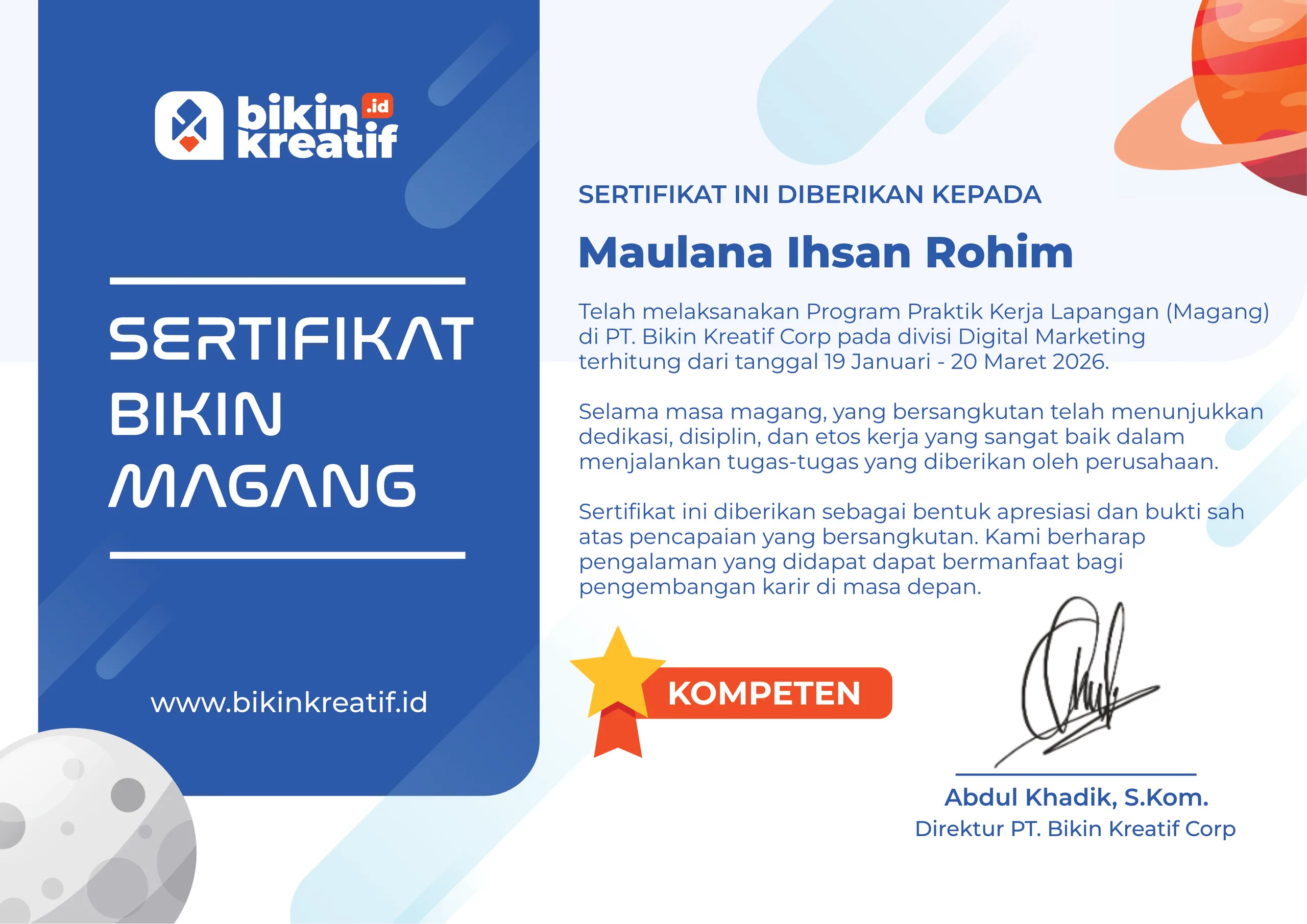 Program Magang — Digital Marketing